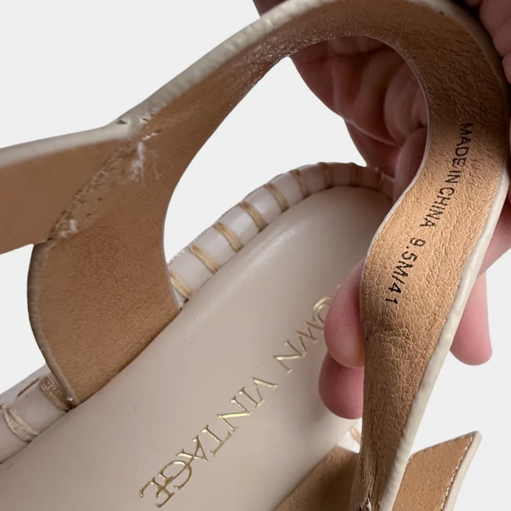 Crown Vintage Platform‎ Creme Summer Sandal Size 9.5M